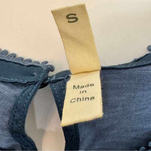 Anthropologie Tiny Mika Lacy Burnout Velvet Velour Shirt Sleeveless Top Blue S - Picture 5 of 16